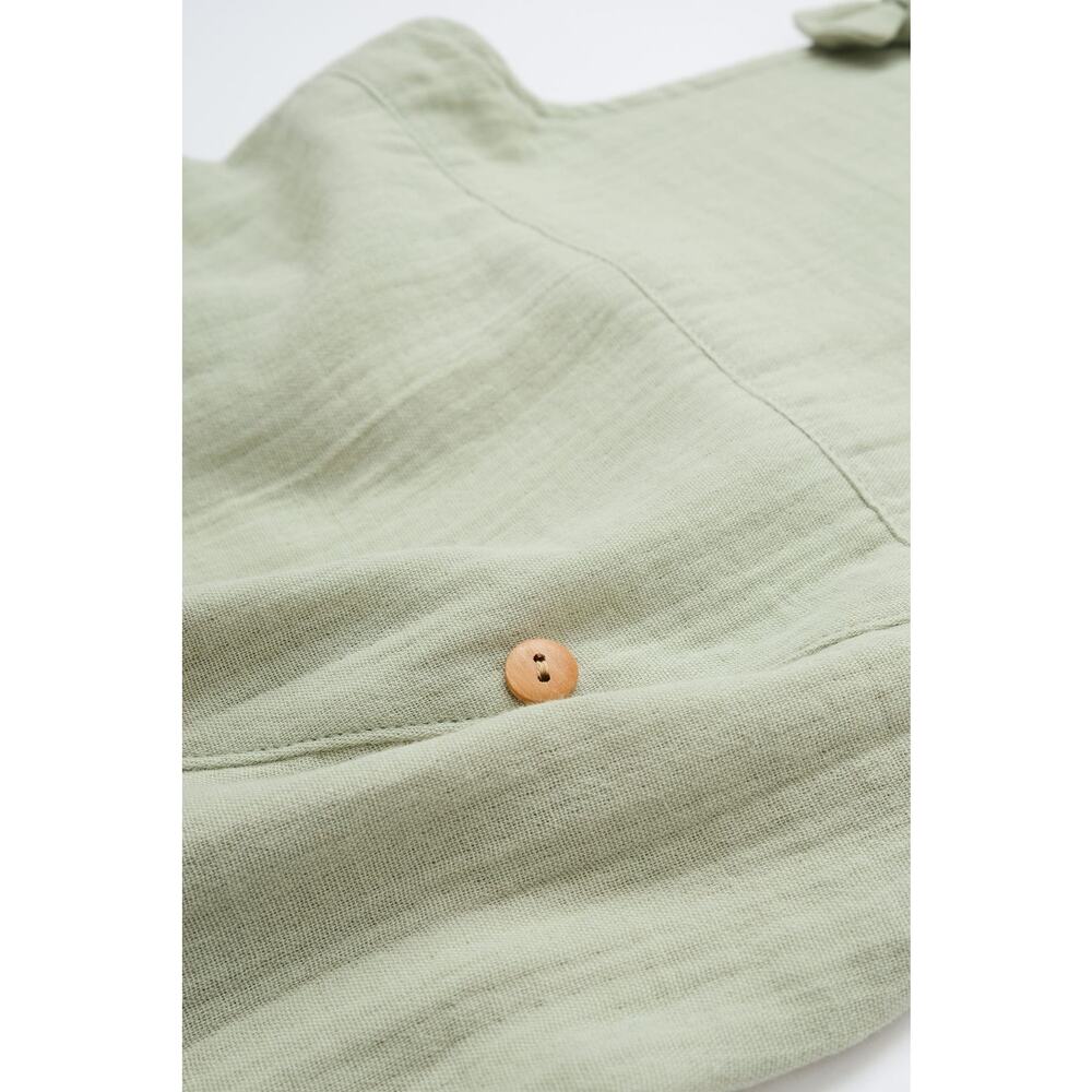 Organic Cotton Baby Overalls Green 9-12M GOTS Certified Romper - Picture 6 of 8